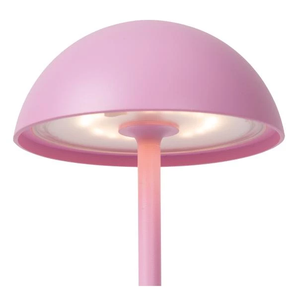 Lucide JOY - Oplaadbare Tafellamp Buiten - Accu/Batterij - Ø 12 cm - LED Dimb. - 1x1,5W 3000K - IP54 - Roze - detail 3